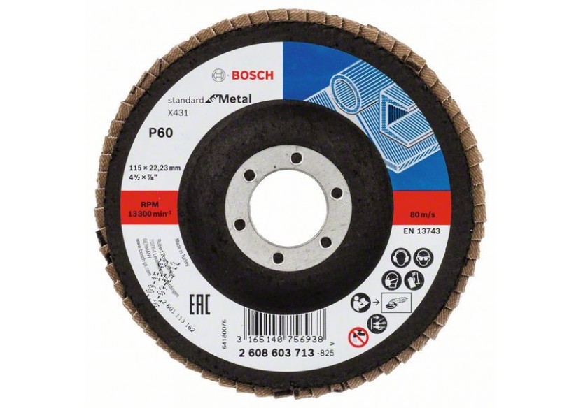 Plateau à lamelles X431, Standard for Metal 115 mm, 22,23 mm, 60 - 2608603713 - Bosch Plateau à lamelles X431, Standard for Metal 115 mm, 22,23 mm, 60 - 2608603713 - Bosch