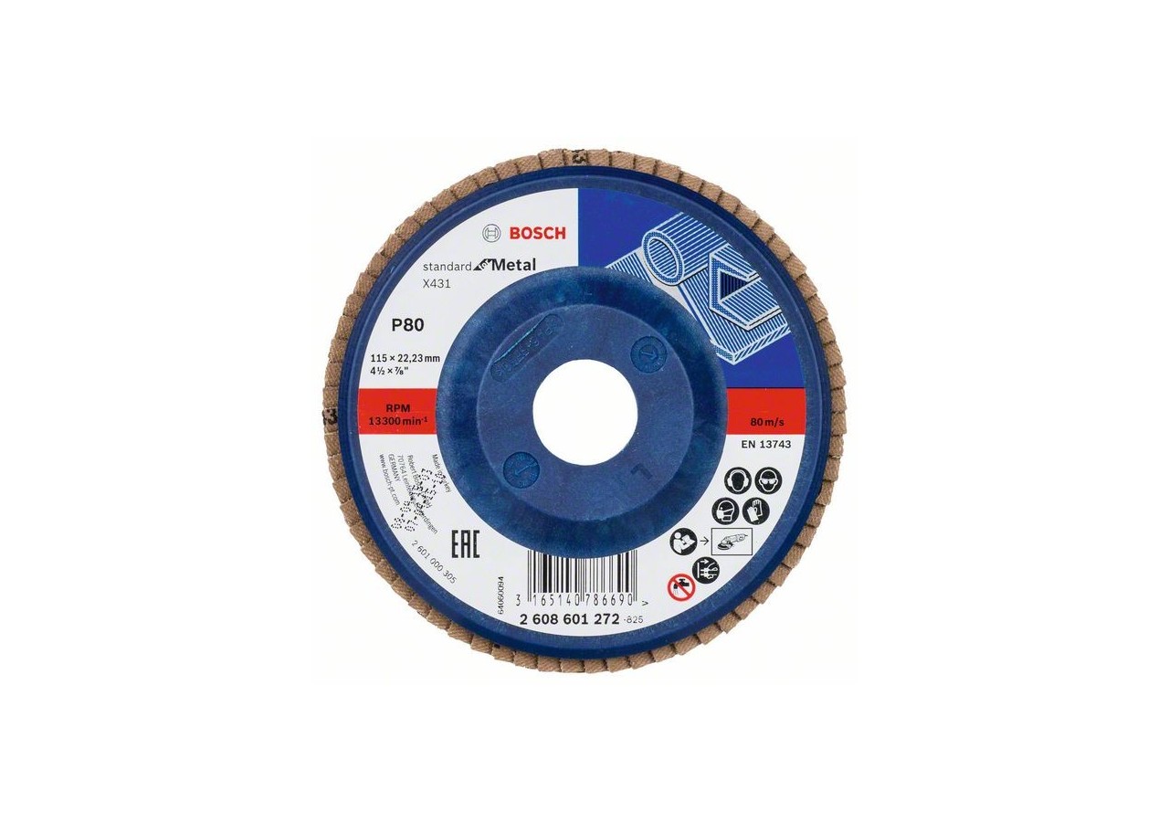 Plateau à lamelles X431, Standard for Metal 115 mm, 22,23 mm, 80 - 2608601272 - Bosch