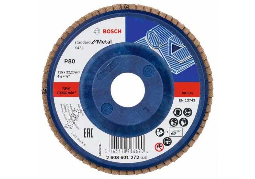 Plateau à lamelles X431, Standard for Metal 115 mm, 22,23 mm, 80 - 2608601272 - Bosch Plateau à lamelles X431, Standard for Metal 115 mm, 22,23 mm, 80 - 2608601272 - Bosch