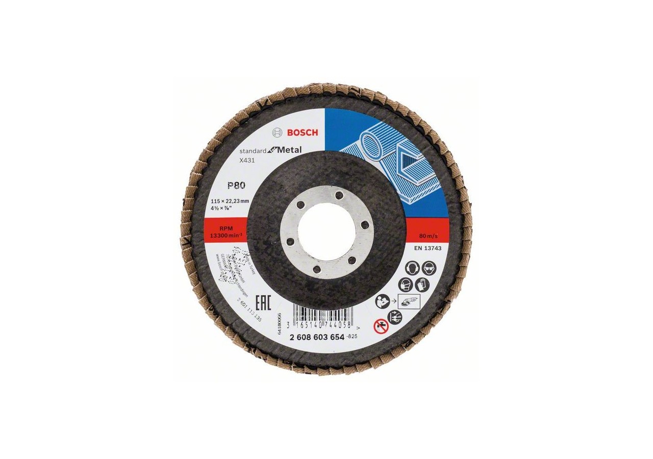 Plateau à lamelles X431, Standard for Metal 115 mm, 22,23 mm, 80 - 2608603654 - Bosch