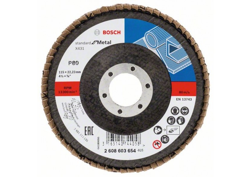 Plateau à lamelles X431, Standard for Metal 115 mm, 22,23 mm, 80 - 2608603654 - Bosch Plateau à lamelles X431, Standard for Metal 115 mm, 22,23 mm, 80 - 2608603654 - Bosch