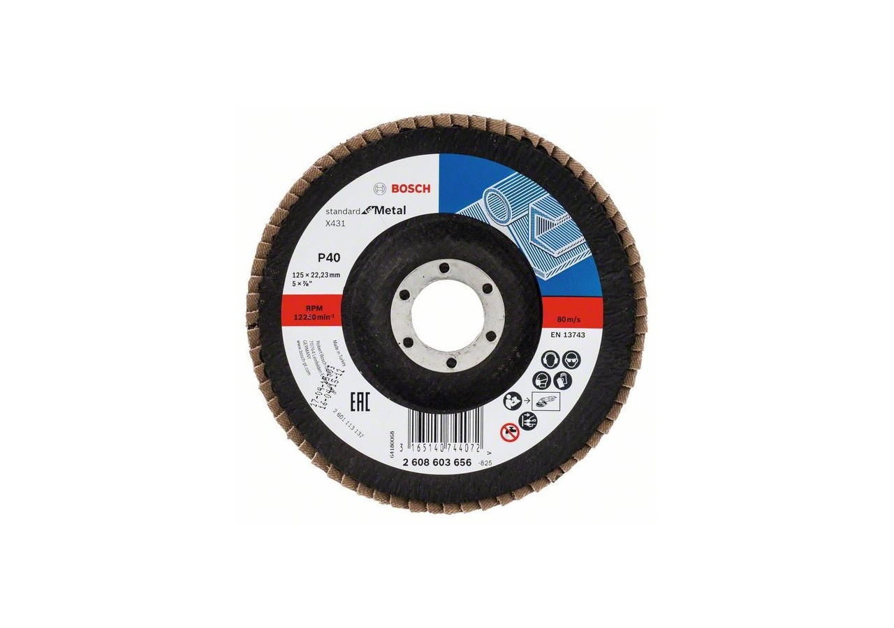 Plateau à lamelles X431, Standard for Metal 125 mm, 22,23 mm, 40 - 2608603656 - Bosch