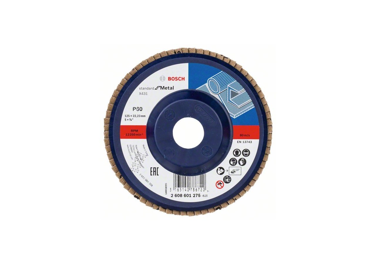 Plateau à lamelles X431, Standard for Metal 125 mm, 22,23 mm, 60 - 2608601275 - Bosch