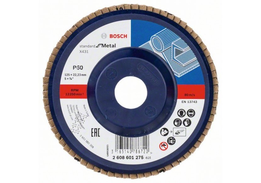 Plateau à lamelles X431, Standard for Metal 125 mm, 22,23 mm, 60 - 2608601275 - Bosch Plateau à lamelles X431, Standard for Metal 125 mm, 22,23 mm, 60 - 2608601275 - Bosch
