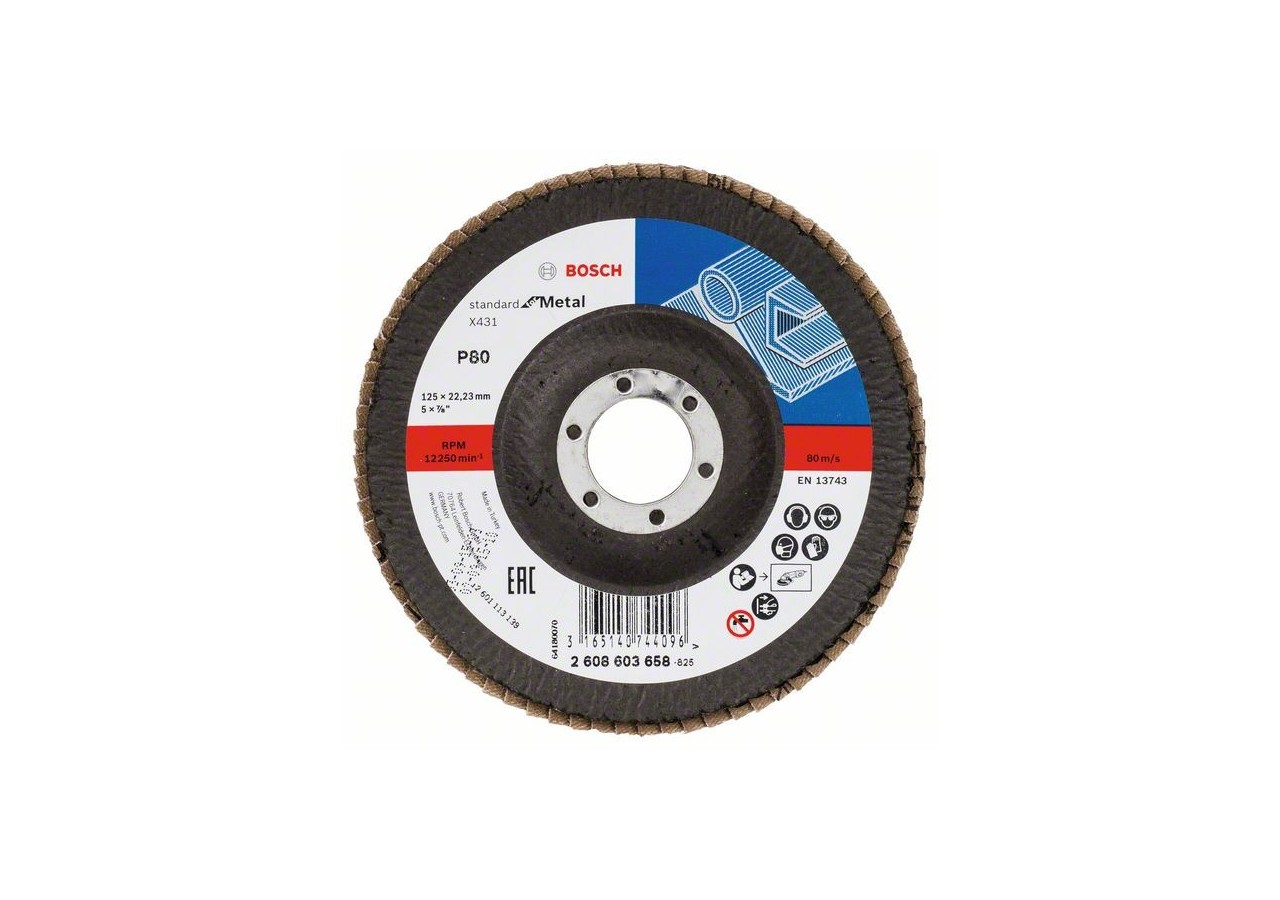 Plateau à lamelles X431, Standard for Metal 125 mm, 22,23 mm, 80 - 2608603658 - Bosch