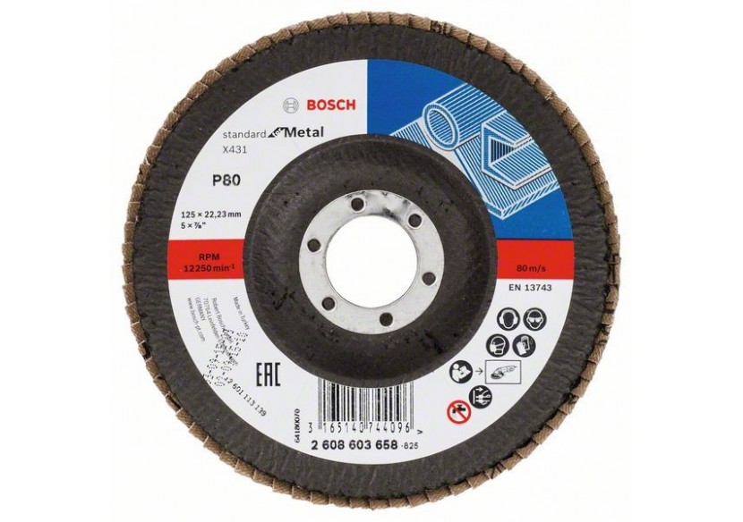 Plateau à lamelles X431, Standard for Metal 125 mm, 22,23 mm, 80 - 2608603658 - Bosch Plateau à lamelles X431, Standard for Metal 125 mm, 22,23 mm, 80 - 2608603658 - Bosch