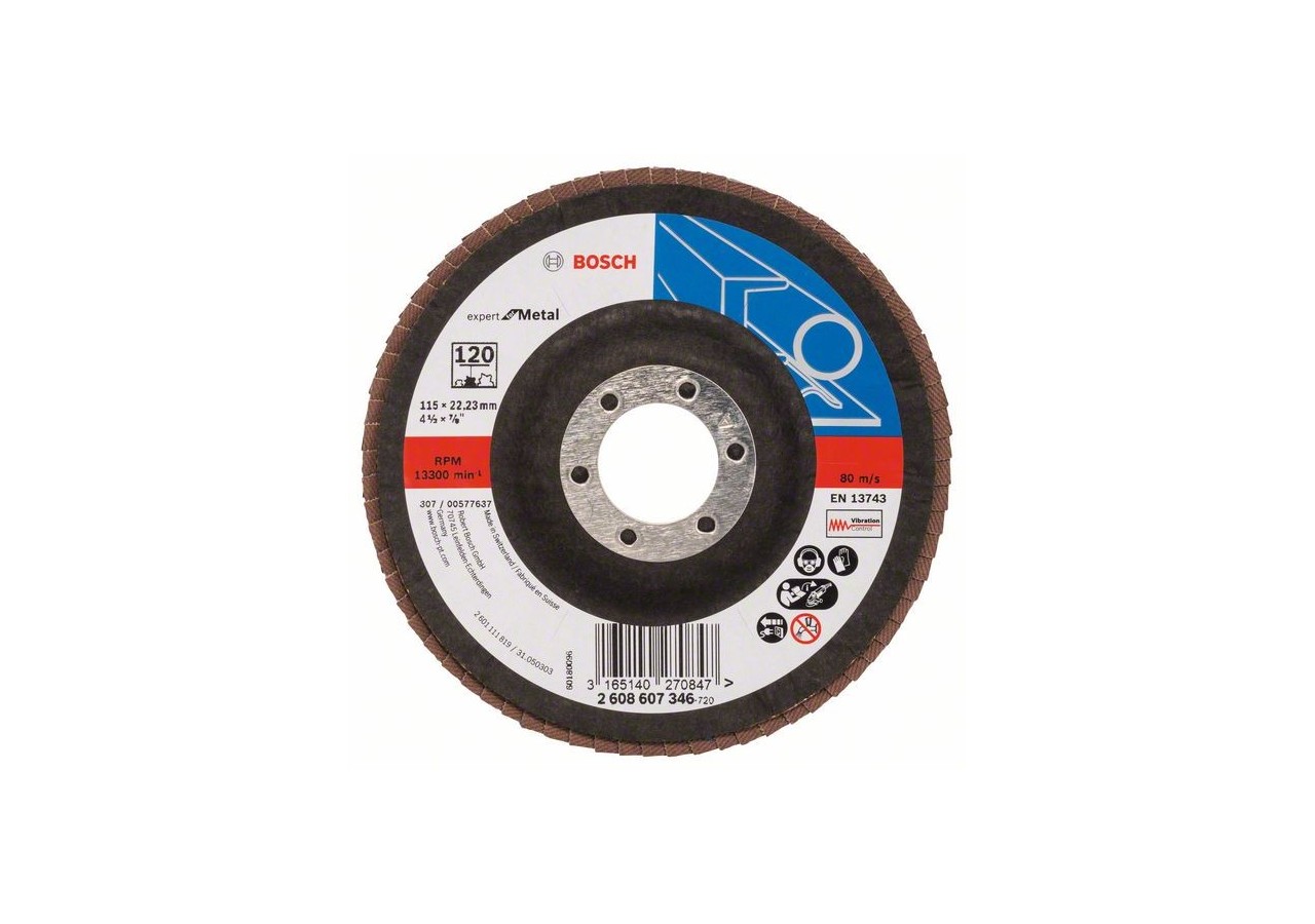Plateau à lamelles X551, Expert for Metal D : 115 mm  G : 120, coudé - 2608607346 - Bosch