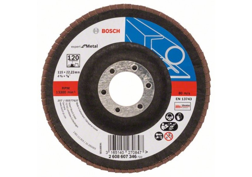 Plateau à lamelles X551, Expert for Metal D : 115 mm  G : 120, coudé - 2608607346 - Bosch Plateau à lamelles X551, Expert for Metal D : 115 mm  G : 120, coudé - 2608607346 - Bosch