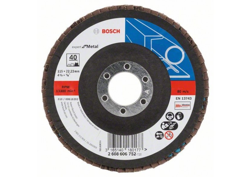 Plateau à lamelles X551, Expert for Metal D : 115 mm  G : 40, coudé - 2608606752 - Bosch Plateau à lamelles X551, Expert for Metal D : 115 mm  G : 40, coudé - 2608606752 - Bosch