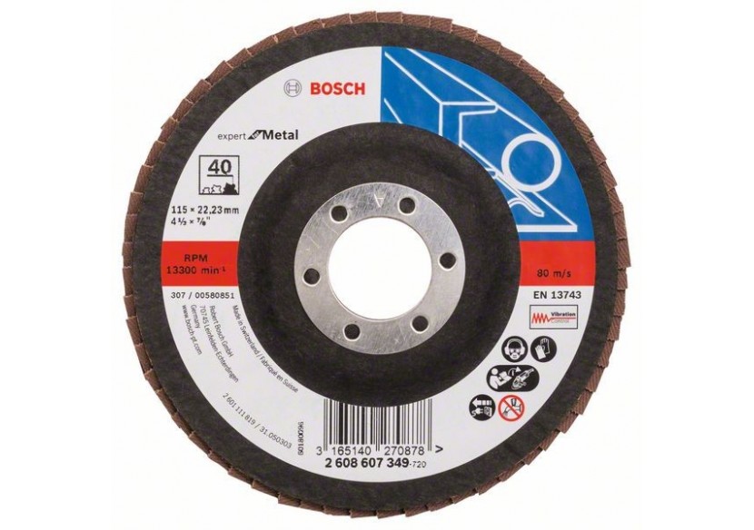 Plateau à lamelles X551, Expert for Metal D : 115 mm  G : 40, coudé - 2608607349 - Bosch Plateau à lamelles X551, Expert for Metal D : 115 mm  G : 40, coudé - 2608607349 - Bosch