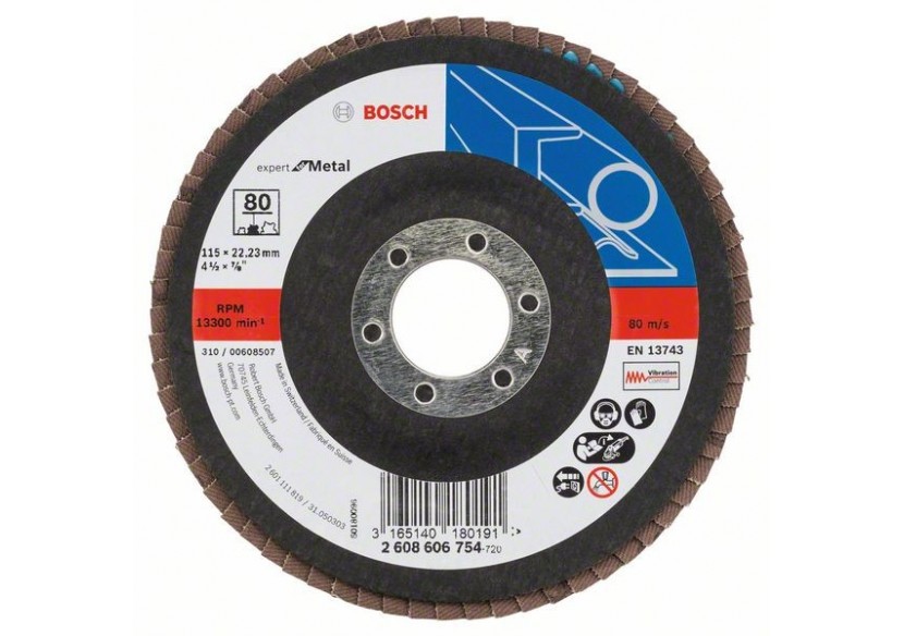 Plateau à lamelles X551, Expert for Metal D : 115 mm  G : 80, coudé - 2608606754 - Bosch Plateau à lamelles X551, Expert for Metal D : 115 mm  G : 80, coudé - 2608606754 - Bosch
