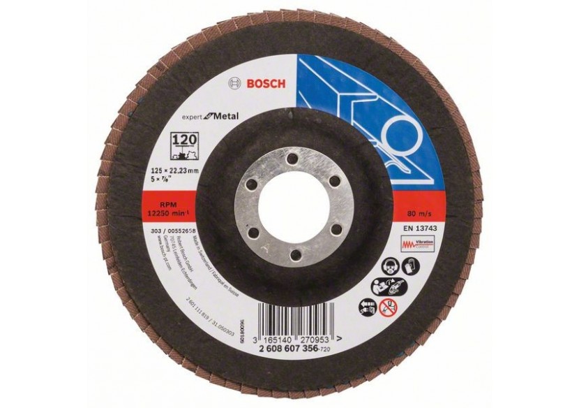 Plateau à lamelles X551, Expert for Metal D : 125 mm  G : 120, coudé - 2608607356 - Bosch Plateau à lamelles X551, Expert for Metal D : 125 mm  G : 120, coudé - 2608607356 - Bosch