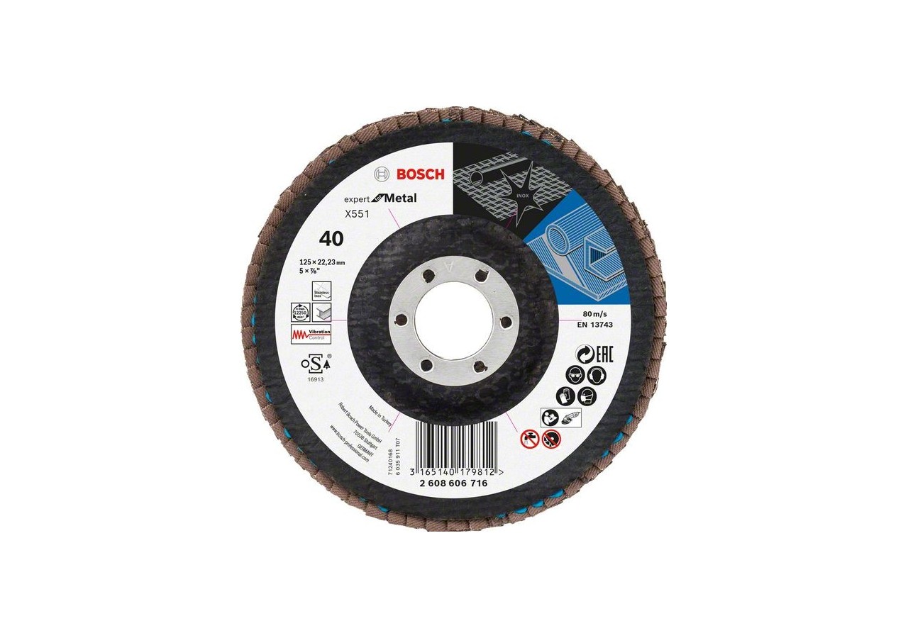 Plateau à lamelles X551, Expert for Metal D : 125 mm  G : 40, coudé - 2608606716 - Bosch