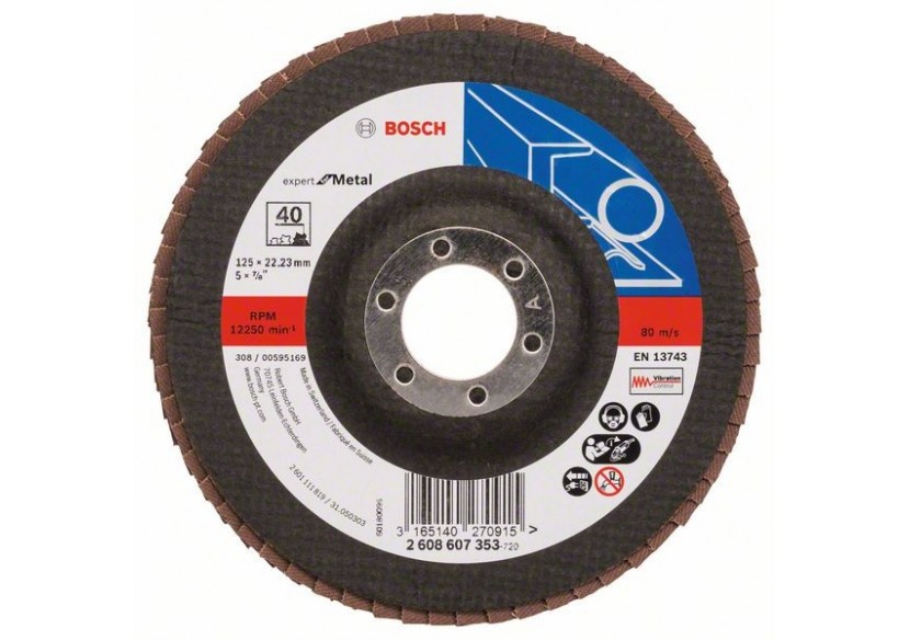 Plateau à lamelles X551, Expert for Metal D : 125 mm  G : 40, coudé - 2608607353 - Bosch Plateau à lamelles X551, Expert for Metal D : 125 mm  G : 40, coudé - 2608607353 - Bosch