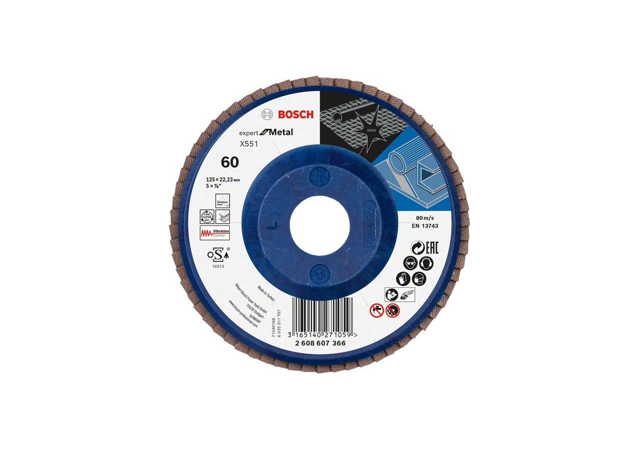 Plateau à lamelles X551, Expert for Metal D : 125 mm  G : 60, droit - 2608607366 - Bosch