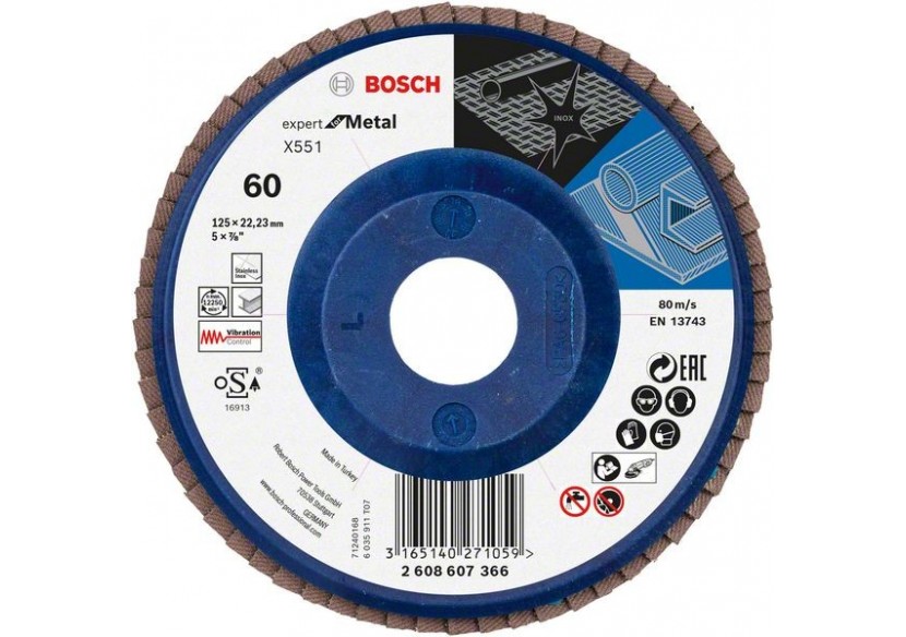 Plateau à lamelles X551, Expert for Metal D : 125 mm  G : 60, droit - 2608607366 - Bosch Plateau à lamelles X551, Expert for Metal D : 125 mm  G : 60, droit - 2608607366 - Bosch