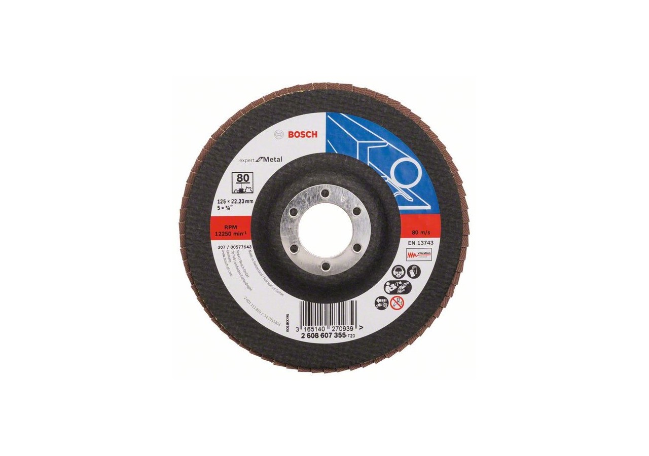 Plateau à lamelles X551, Expert for Metal D : 125 mm  G : 80, coudé - 2608607355 - Bosch