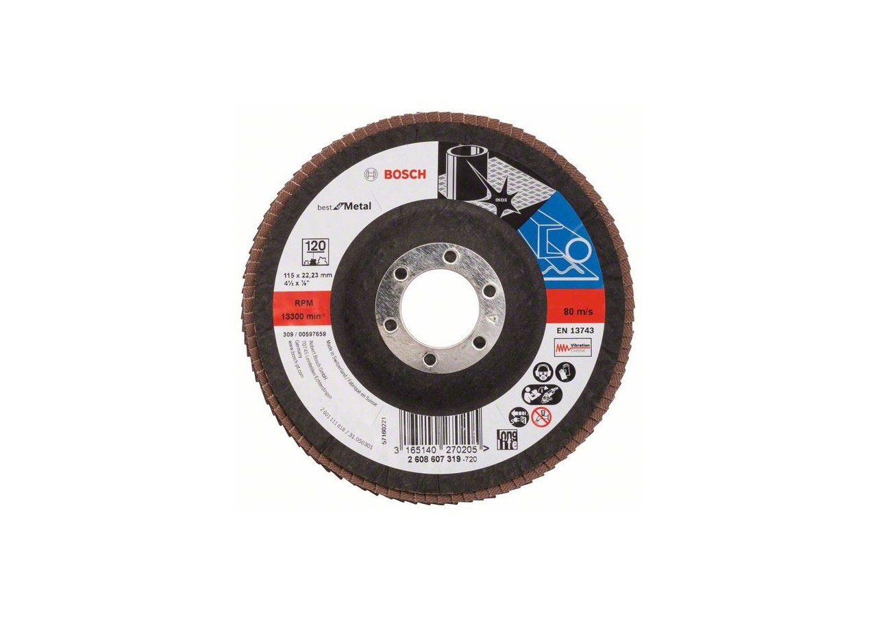 Plateau à lamelles X571, Best for Metal D : 115 mm  G : 120, coudé - 2608607319 - Bosch