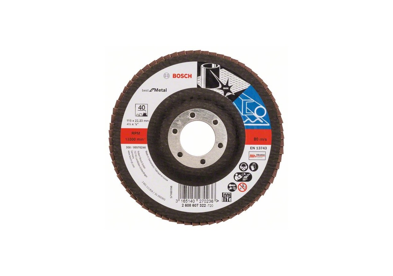 Plateau à lamelles X571, Best for Metal D : 115 mm  G : 40, droit - 2608607322 - Bosch