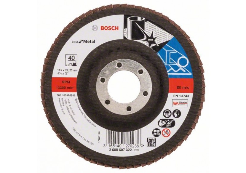 Plateau à lamelles X571, Best for Metal D : 115 mm  G : 40, droit - 2608607322 - Bosch Plateau à lamelles X571, Best for Metal D : 115 mm  G : 40, droit - 2608607322 - Bosch