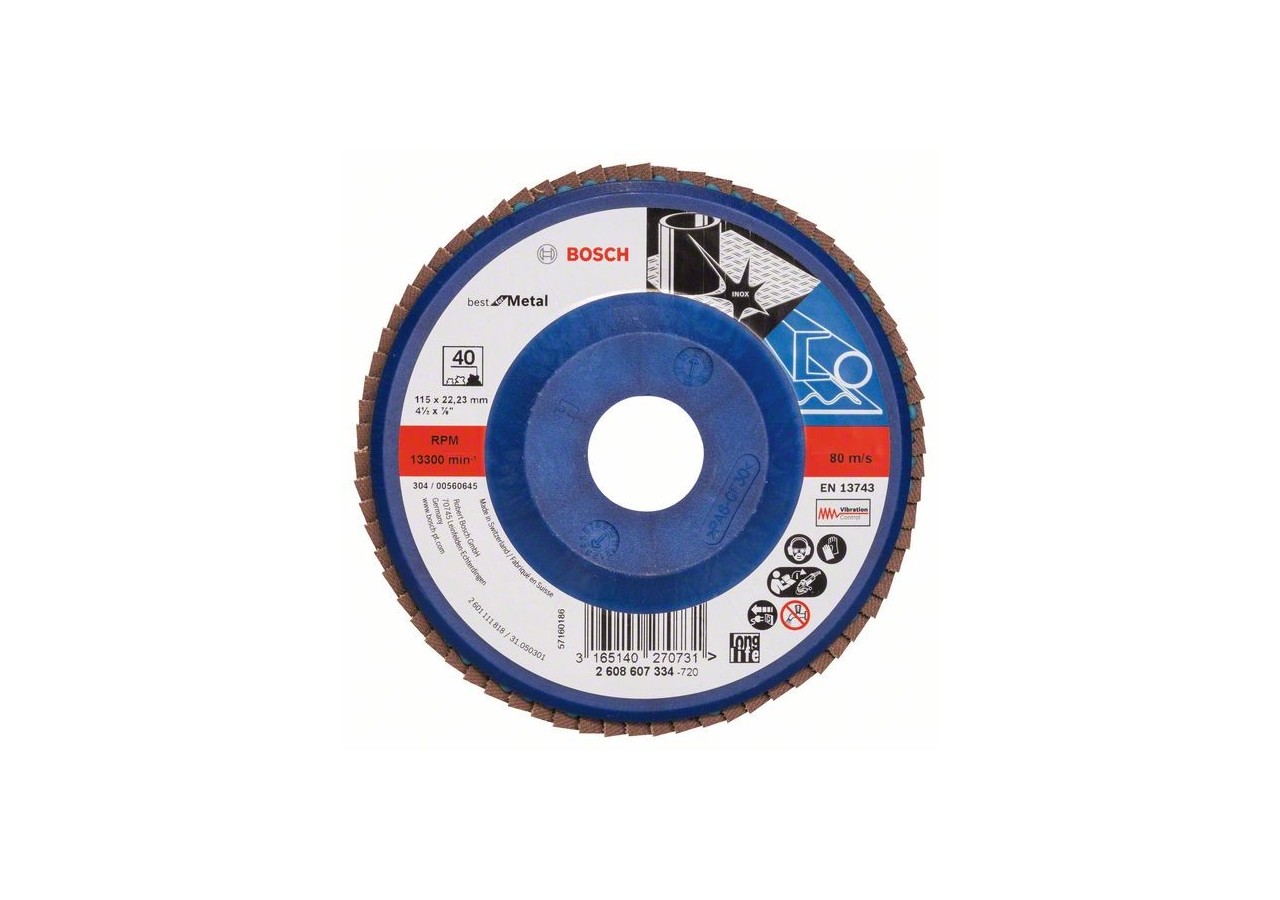 Plateau à lamelles X571, Best for Metal D : 115 mm  G : 40, droit - 2608607334 - Bosch