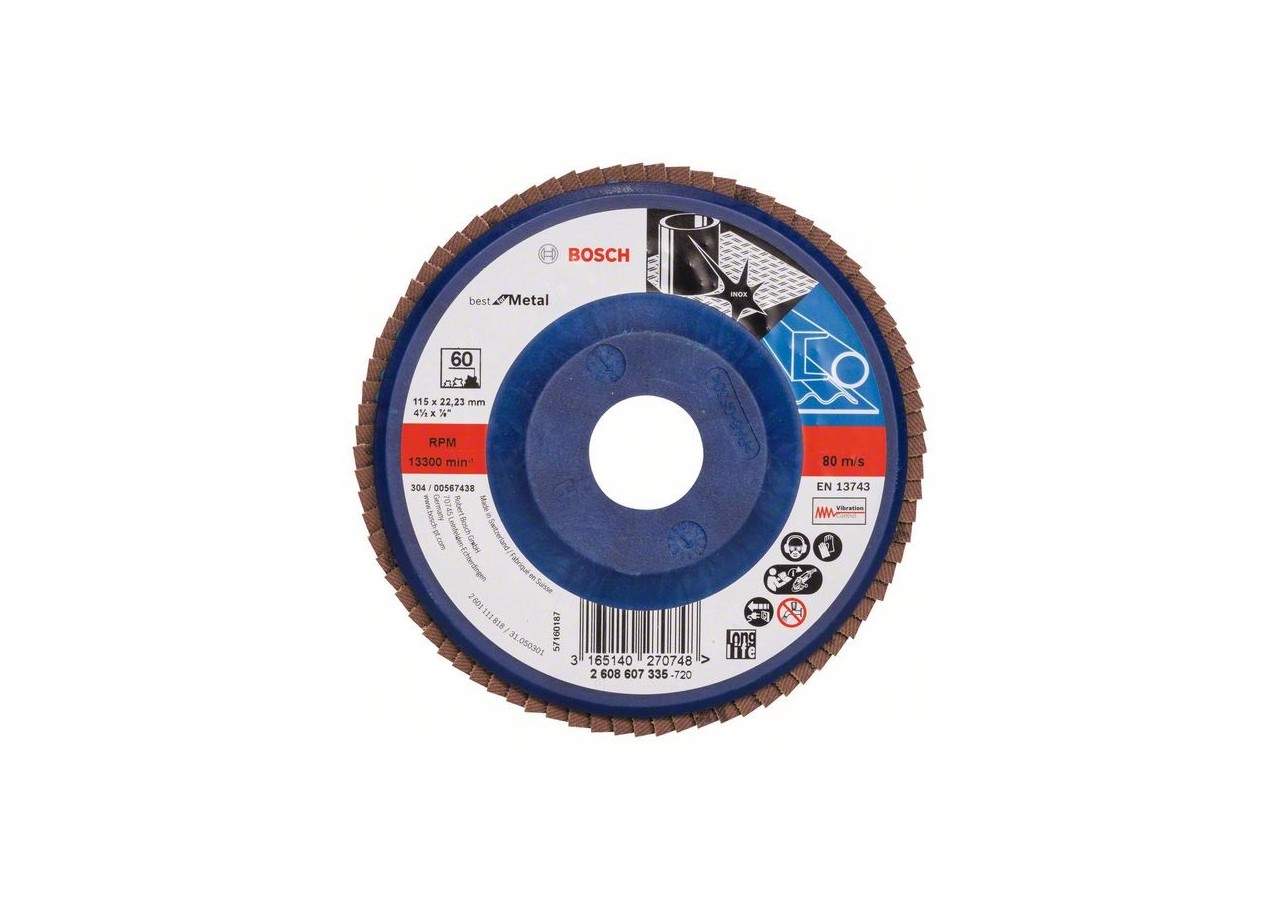Plateau à lamelles X571, Best for Metal D : 115 mm  G : 60, droit - 2608607335 - Bosch