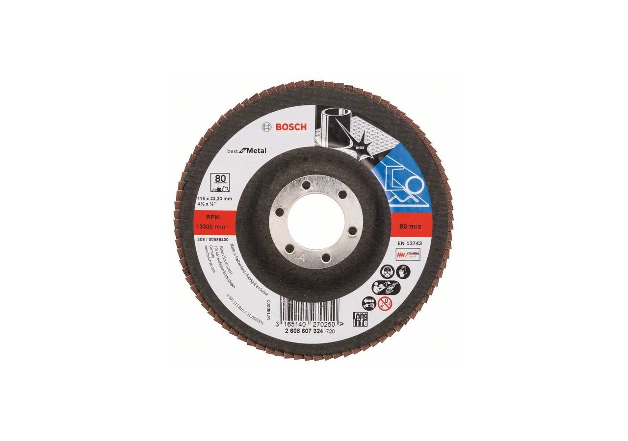 Plateau à lamelles X571, Best for Metal D : 115 mm  G : 80, droit - 2608607324 - Bosch