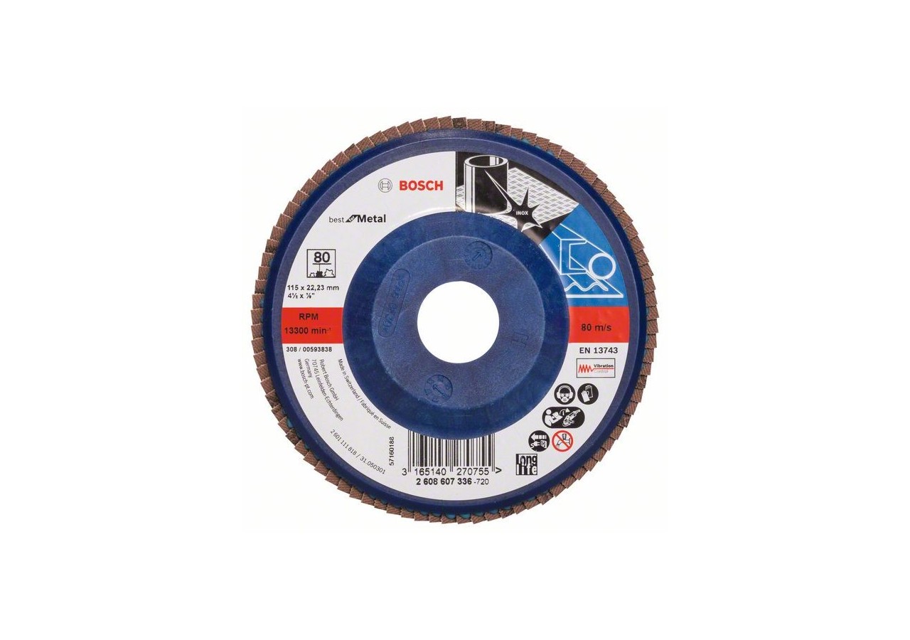 Plateau à lamelles X571, Best for Metal D : 115 mm  G : 80, droit - 2608607336 - Bosch