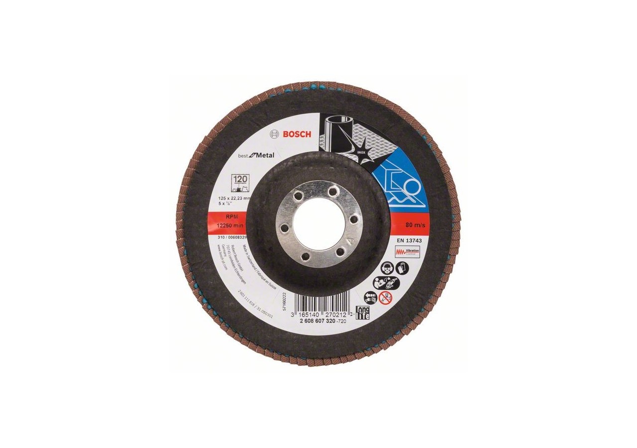 Plateau à lamelles X571, Best for Metal D : 125 mm  G : 120, coudé - 2608607320 - Bosch