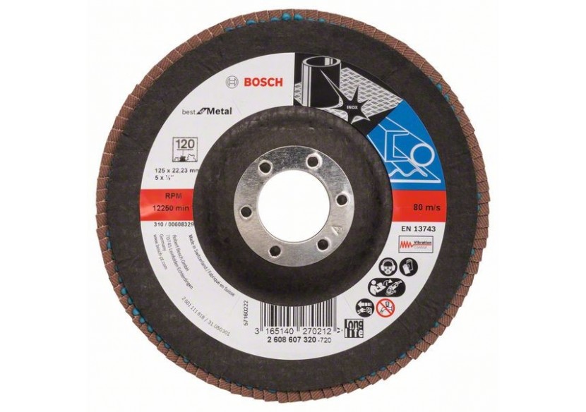 Plateau à lamelles X571, Best for Metal D : 125 mm  G : 120, coudé - 2608607320 - Bosch Plateau à lamelles X571, Best for Metal D : 125 mm  G : 120, coudé - 2608607320 - Bosch