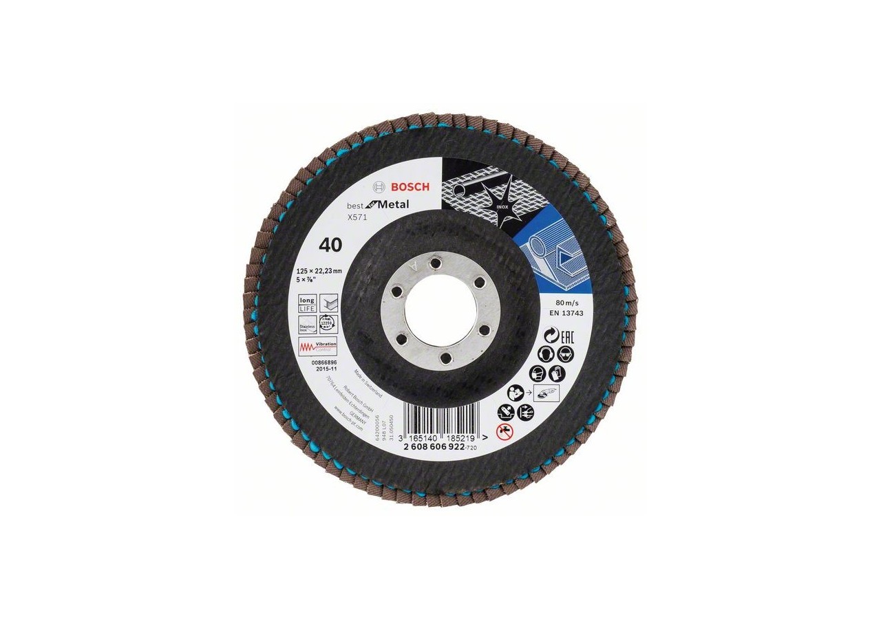 Plateau à lamelles X571, Best for Metal D : 125 mm  G : 40, coudé - 2608606922 - Bosch