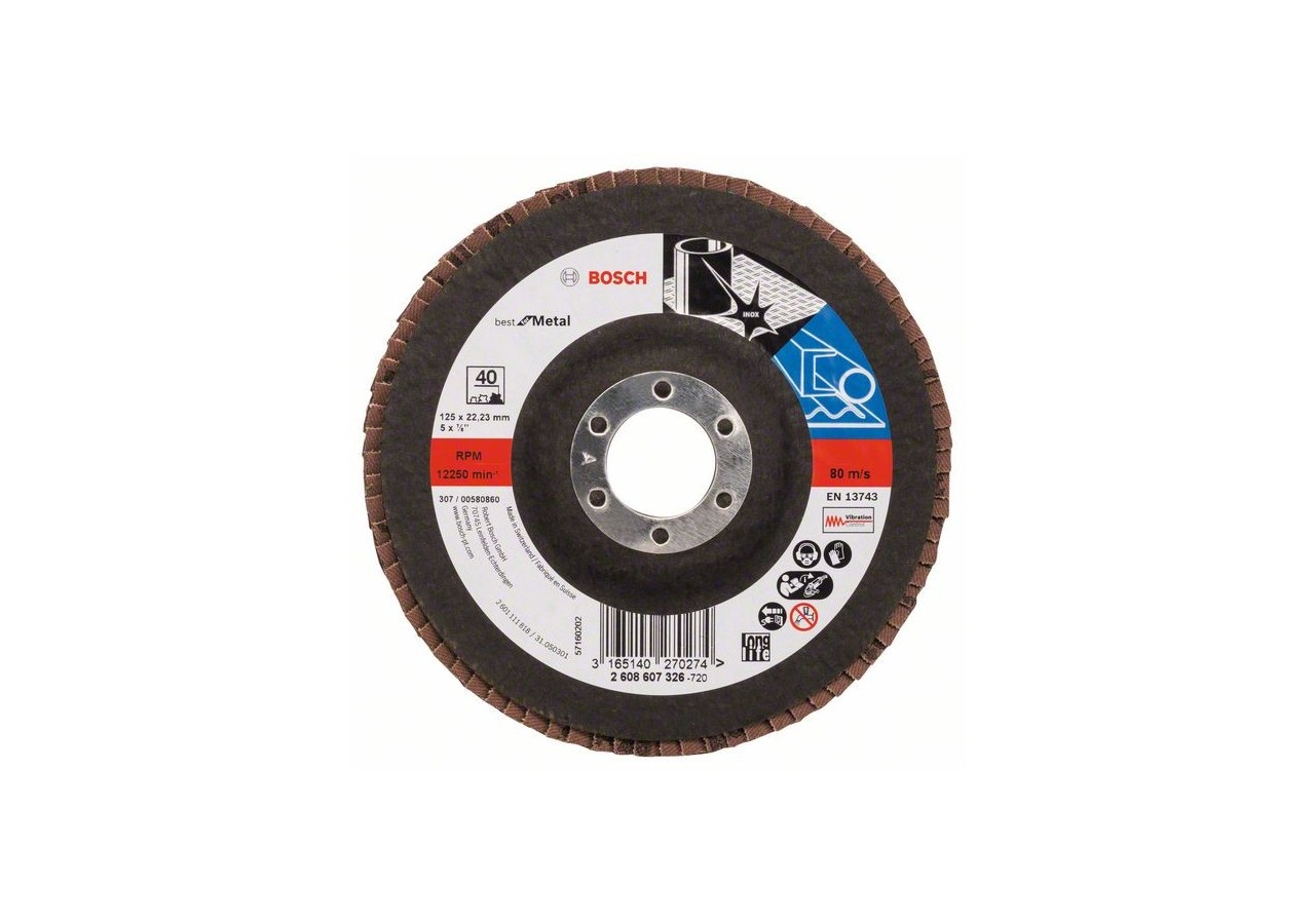 Plateau à lamelles X571, Best for Metal D : 125 mm  G : 40, droit - 2608607326 - Bosch