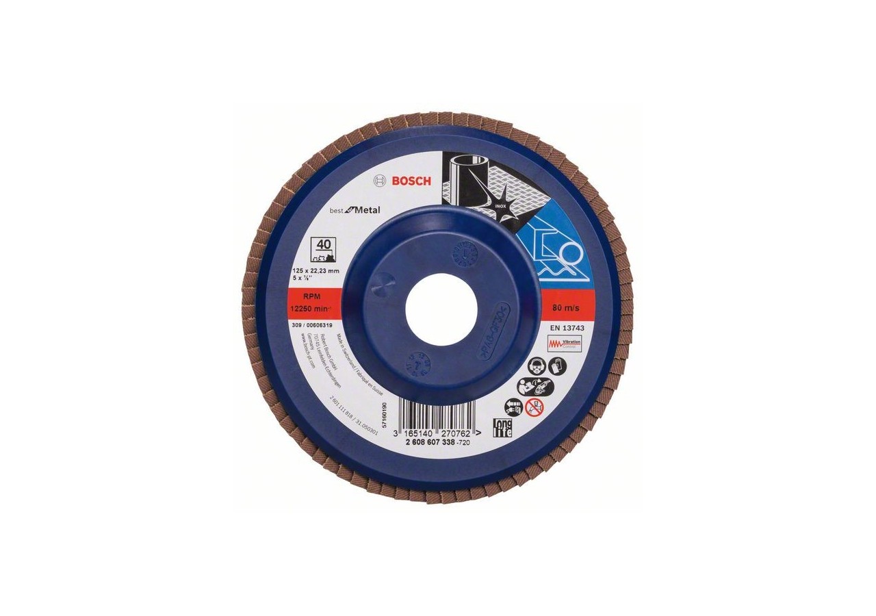 Plateau à lamelles X571, Best for Metal D : 125 mm  G : 40, droit - 2608607338 - Bosch