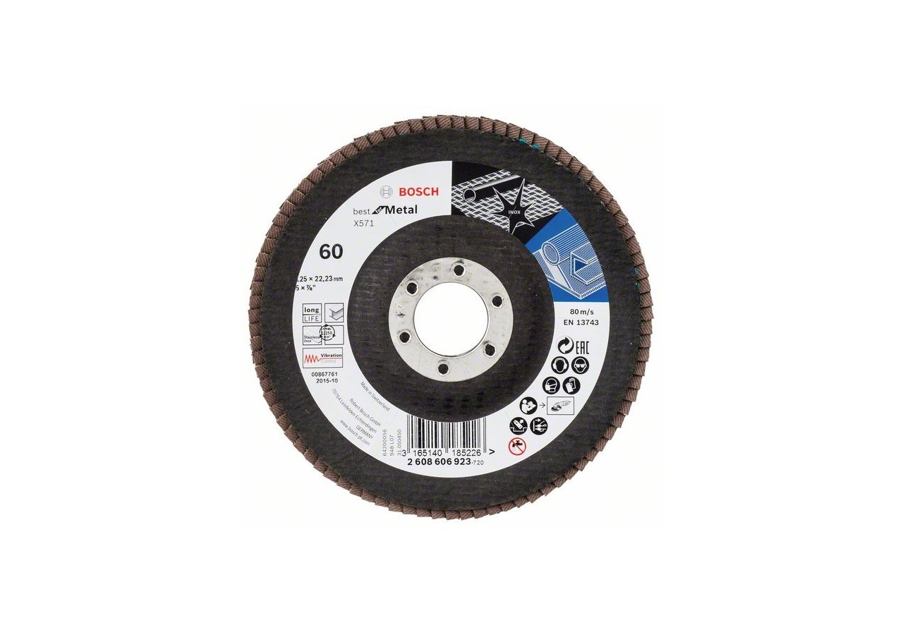 Plateau à lamelles X571, Best for Metal D : 125 mm  G : 60, coudé - 2608606923 - Bosch
