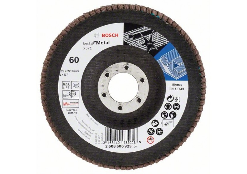 Plateau à lamelles X571, Best for Metal D : 125 mm  G : 60, coudé - 2608606923 - Bosch Plateau à lamelles X571, Best for Metal D : 125 mm  G : 60, coudé - 2608606923 - Bosch