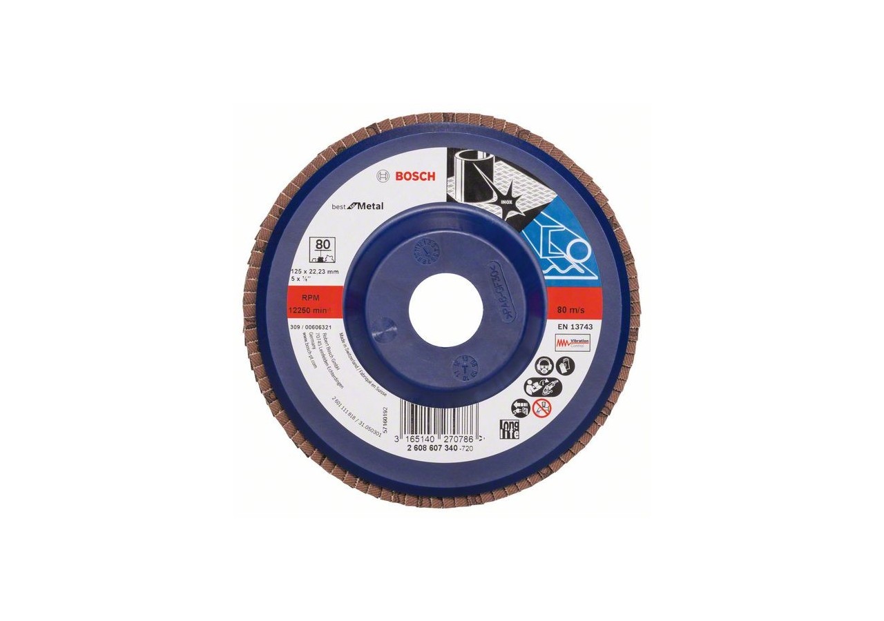 Plateau à lamelles X571, Best for Metal D : 125 mm  G : 80, droit - 2608607340 - Bosch