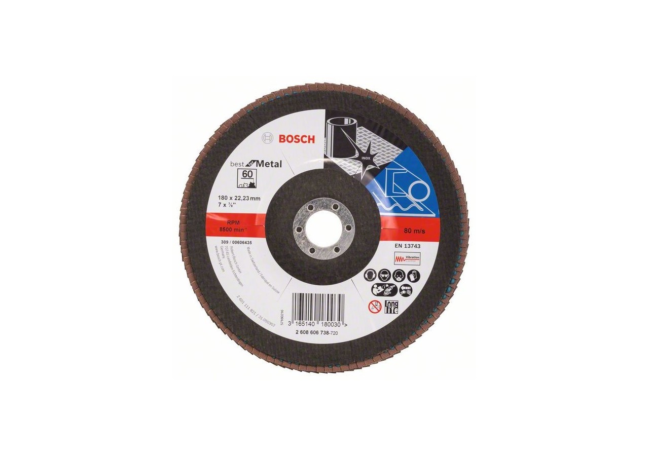 Plateau à lamelles X571, Best for Metal D : 180 mm  G : 60, coudé - 2608606738 - Bosch