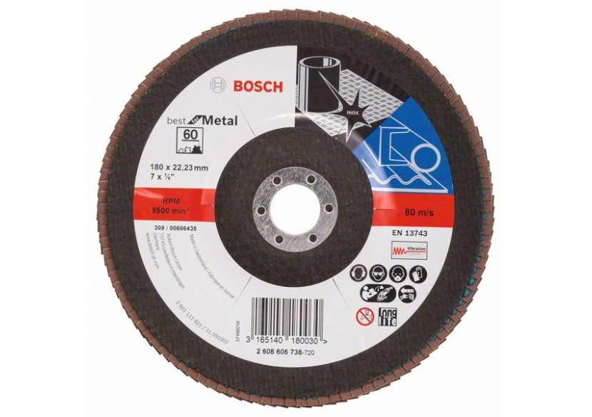Plateau à lamelles X571, Best for Metal D : 180 mm  G : 60, coudé - 2608606738 - Bosch Plateau à lamelles X571, Best for Metal D : 180 mm  G : 60, coudé - 2608606738 - Bosch