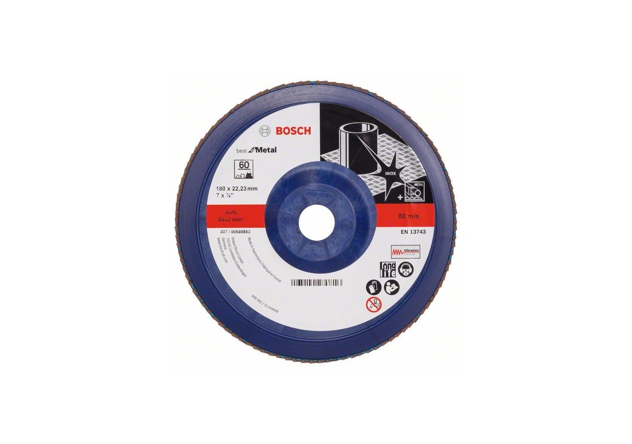 Plateau à lamelles X571, Best for Metal D : 180 mm  G : 60, droit - 2608607343 - Bosch
