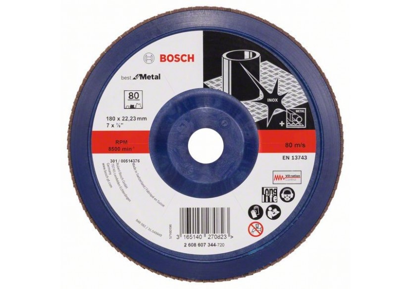 Plateau à lamelles X571, Best for Metal D : 180 mm  G : 80, droit - 2608607344 - Bosch Plateau à lamelles X571, Best for Metal D : 180 mm  G : 80, droit - 2608607344 - Bosch