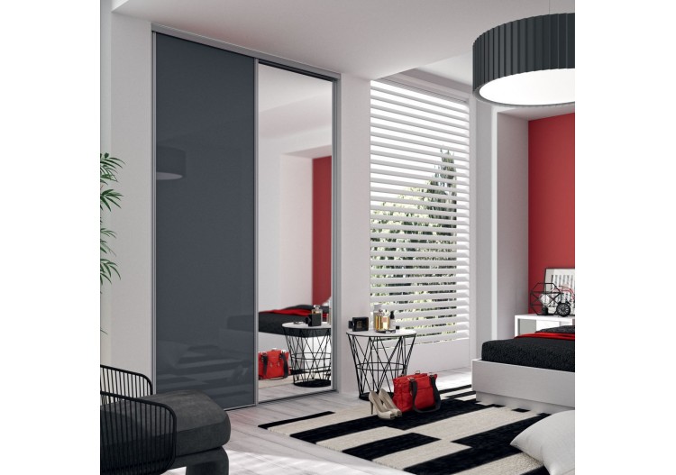 Façade de placard 2 portes coulissante Cha-Cha-Cha laqué - Kazed : Confort'Mat 2