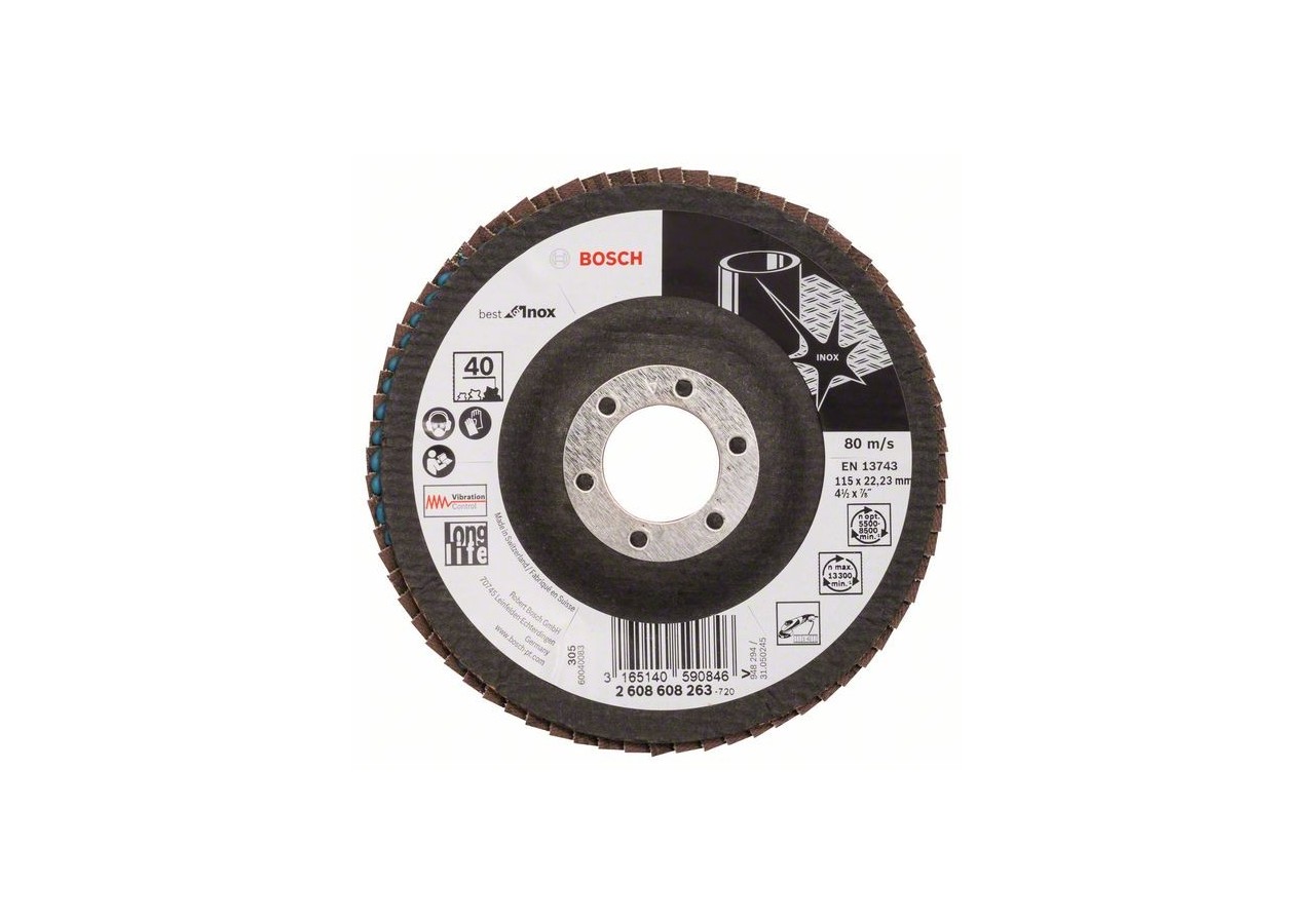 Plateau à lamelles X581, Best for Inox 115 mm, 22,23 mm, 40 - 2608608263 - Bosch