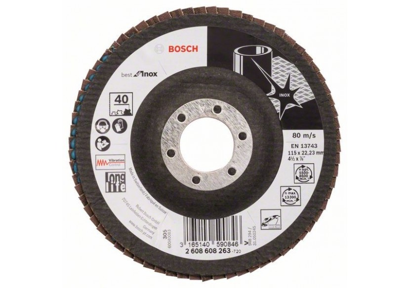 Plateau à lamelles X581, Best for Inox 115 mm, 22,23 mm, 40 - 2608608263 - Bosch Plateau à lamelles X581, Best for Inox 115 mm, 22,23 mm, 40 - 2608608263 - Bosch