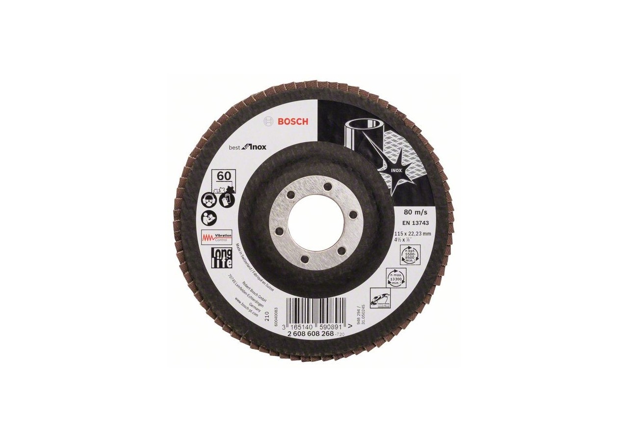 Plateau à lamelles X581, Best for Inox 115 mm, 22,23 mm, 60 - 2608608268 - Bosch