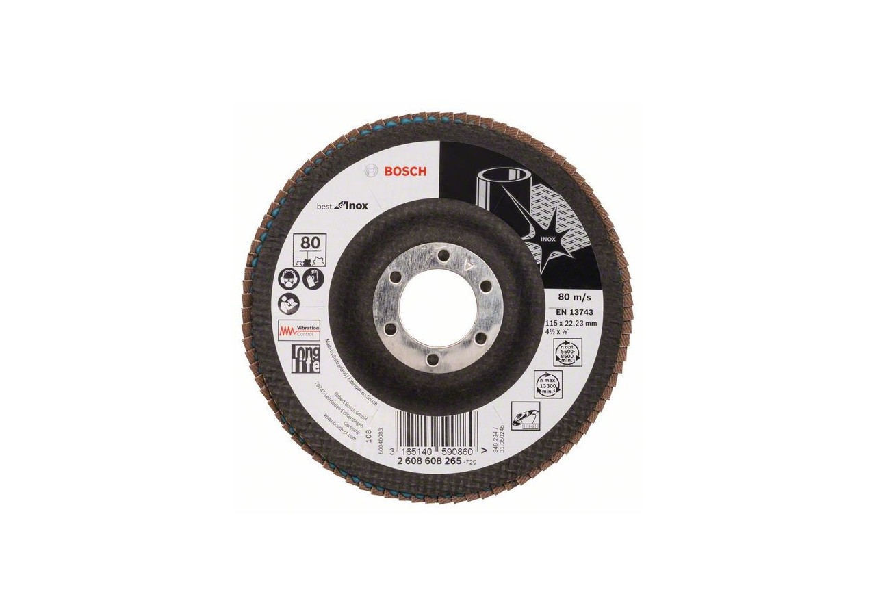 Plateau à lamelles X581, Best for Inox 115 mm, 22,23 mm, 80 - 2608608265 - Bosch