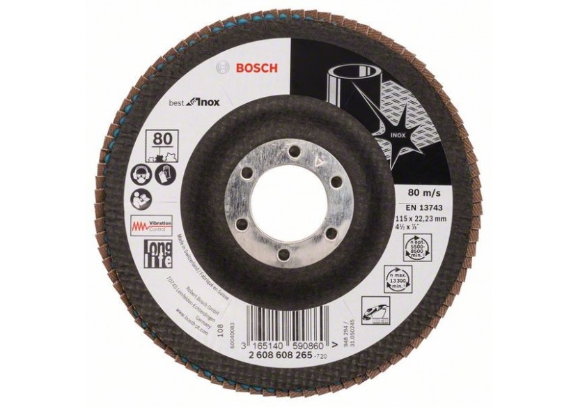 Plateau à lamelles X581, Best for Inox 115 mm, 22,23 mm, 80 - 2608608265 - Bosch Plateau à lamelles X581, Best for Inox 115 mm, 22,23 mm, 80 - 2608608265 - Bosch
