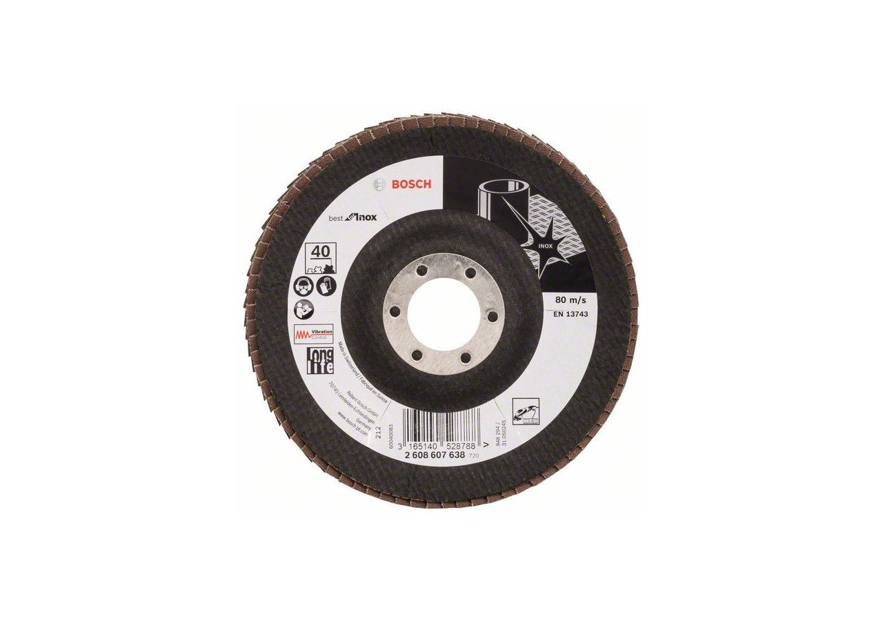 Plateau à lamelles X581, Best for Inox 125 mm, 22,23 mm, 40 - 2608607638 - Bosch