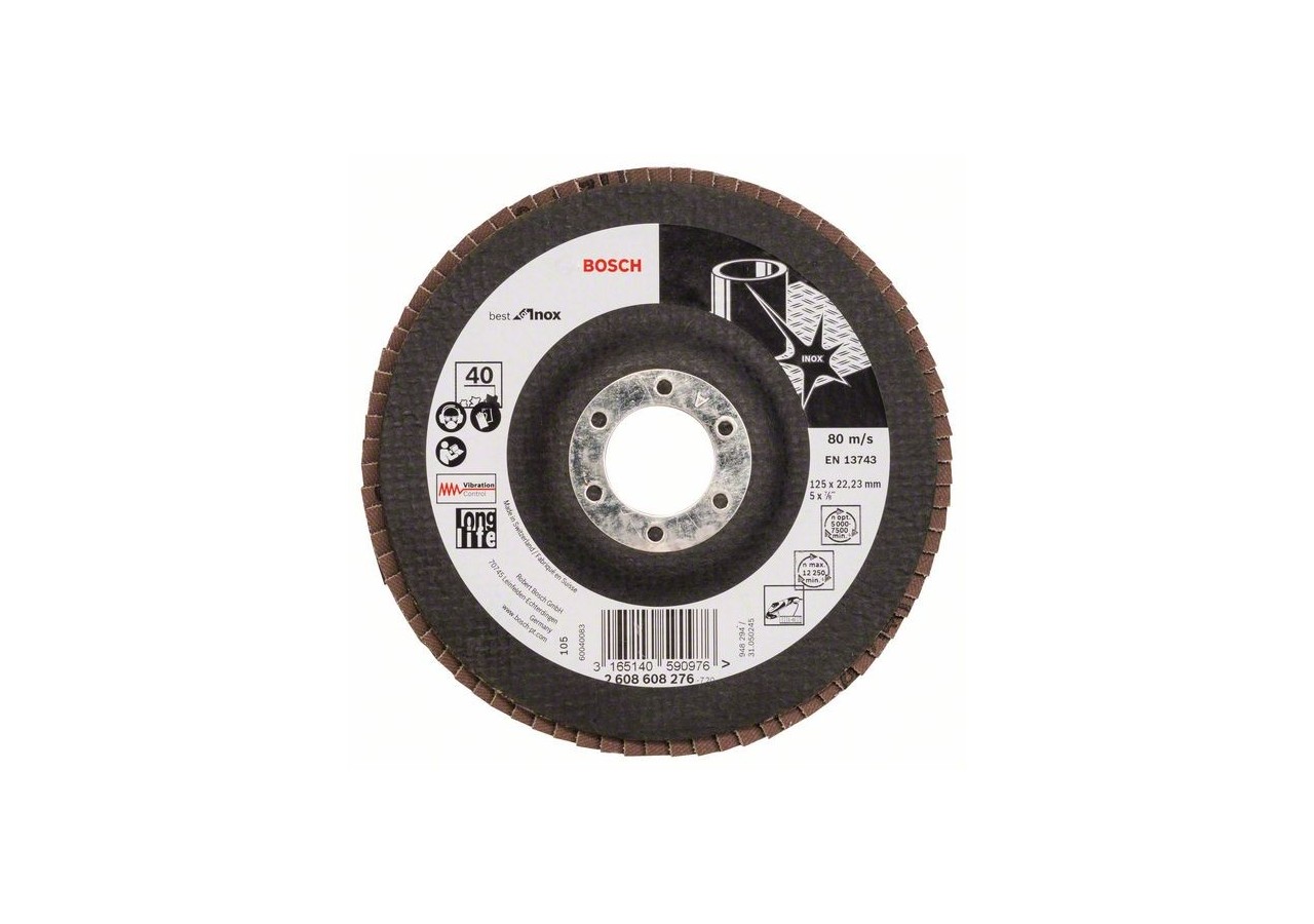 Plateau à lamelles X581, Best for Inox 125 mm, 22,23 mm, 40 - 2608608276 - Bosch