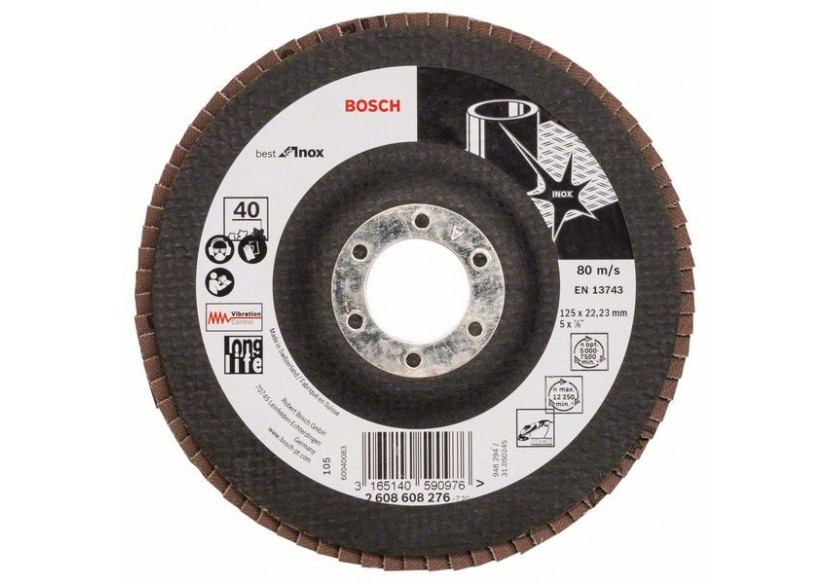 Plateau à lamelles X581, Best for Inox 125 mm, 22,23 mm, 40 - 2608608276 - Bosch Plateau à lamelles X581, Best for Inox 125 mm, 22,23 mm, 40 - 2608608276 - Bosch