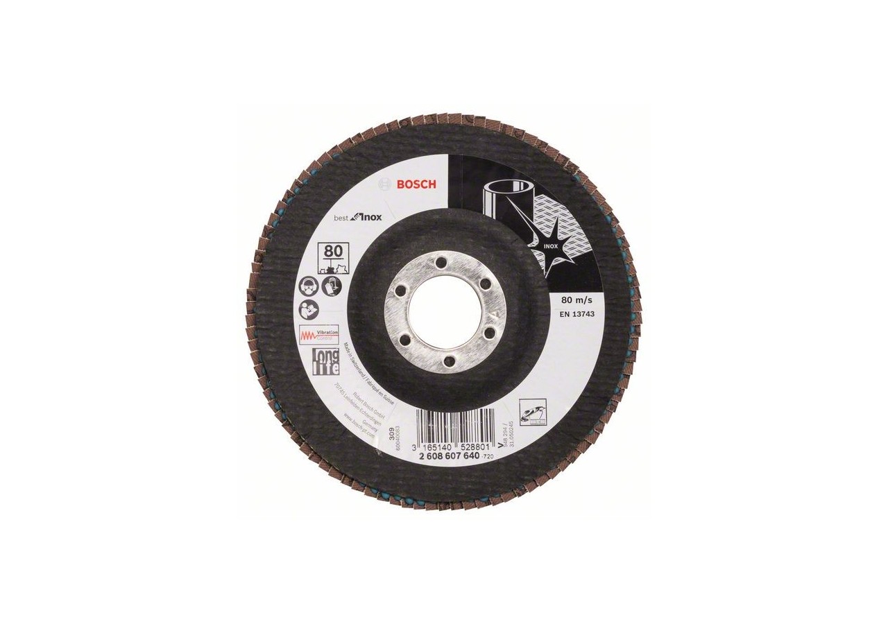 Plateau à lamelles X581, Best for Inox 125 mm, 22,23 mm, 80 - 2608607640 - Bosch